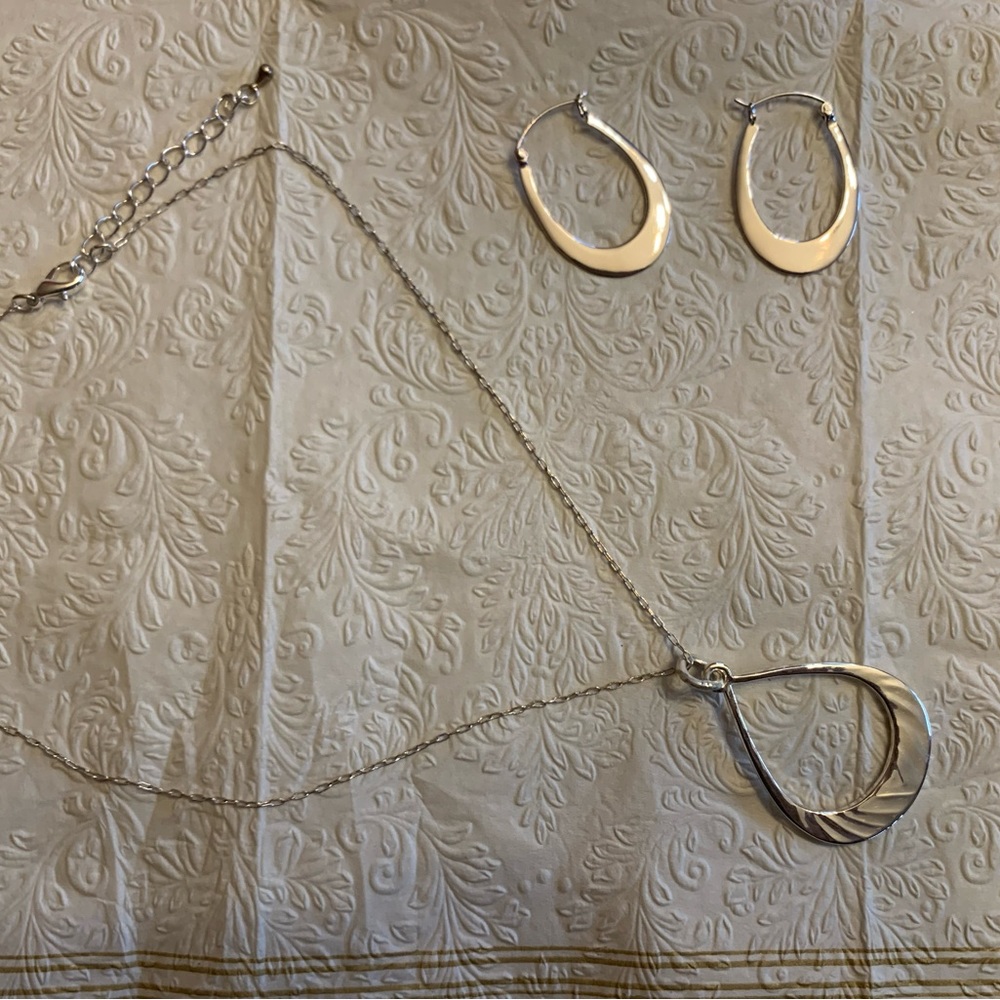 Silver earrings and necklace